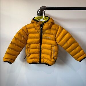 Mammut Kids' Bright Yellow and Black Hooded Puffer Jacket